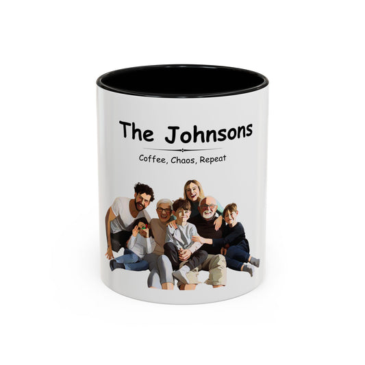 Personalized Cartoon Family Mug – Upload Your Photo & Custom Text | Unique Family Gift 🎨📸