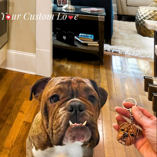 Custom 3D Pet Portrait Keychain - A Unique Keepsake for Pet Lover