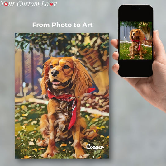 Personalized Dog Canvas – Custom Pet Portrait in Artistic Style | Add Your Pet's Name