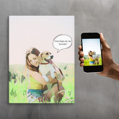 Personalized Cartoon Canvas with Your Pet's Fun Quote