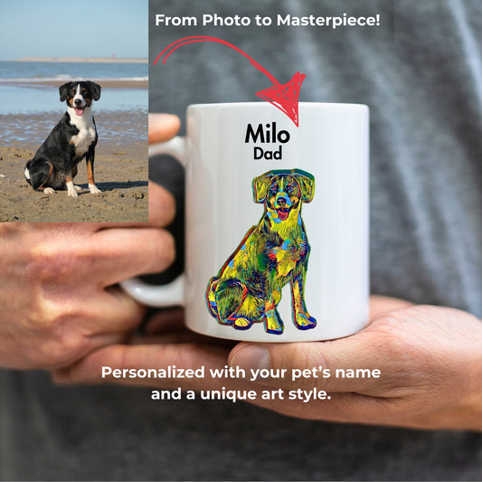 Personalized Dog Mom/Dad Mug – Transform Your Pet's Photo into Unique Cubist Art