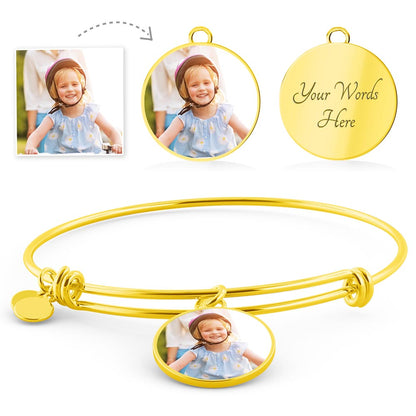 Eternal Bond Bangle – Custom Round Charm Bracelet with Message Card