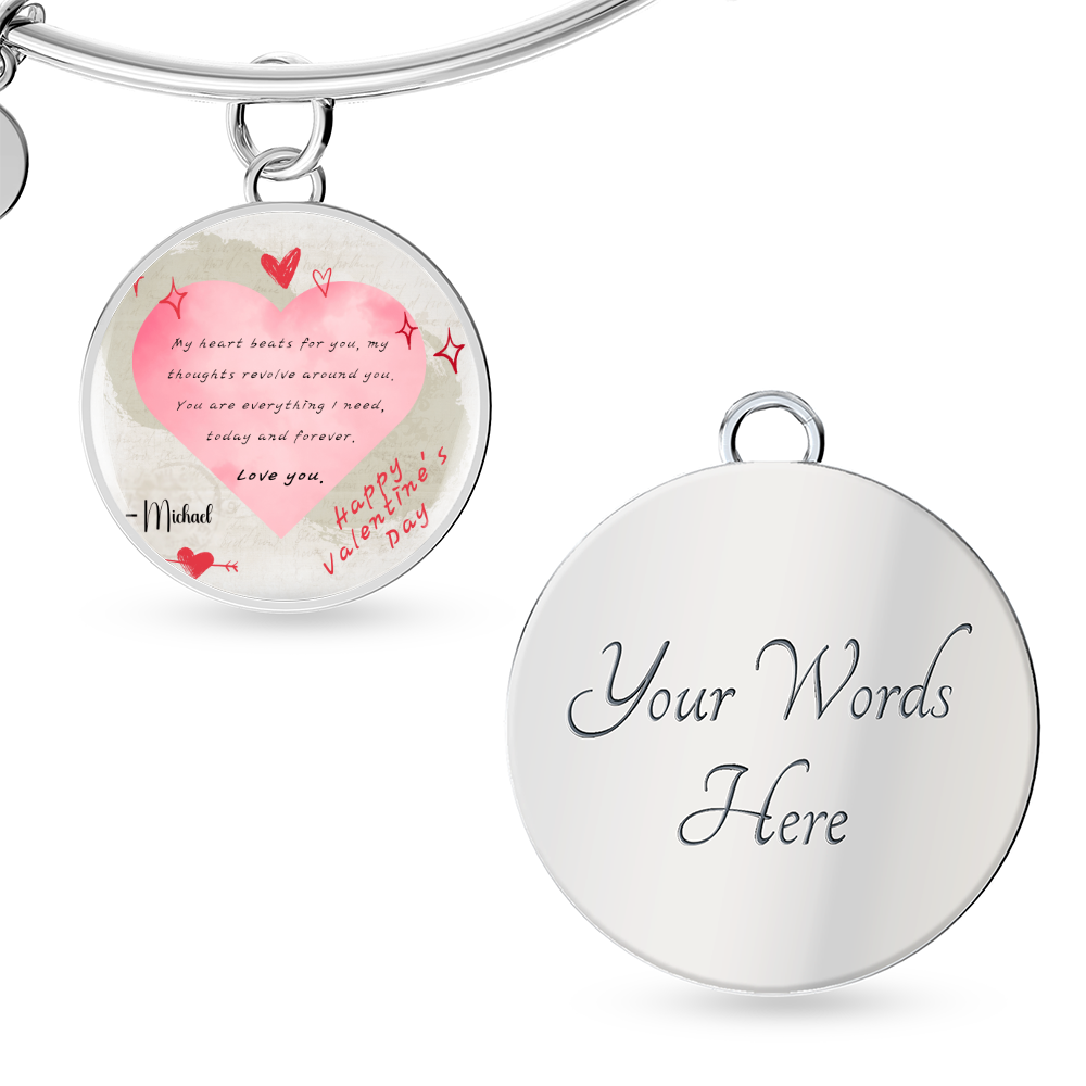 Eternal Bond Bangle – Custom Round Charm Bracelet with Message Card