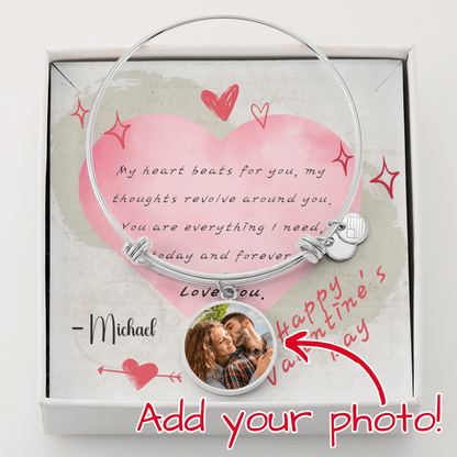 Eternal Bond Bangle – Custom Round Charm Bracelet with Message Card